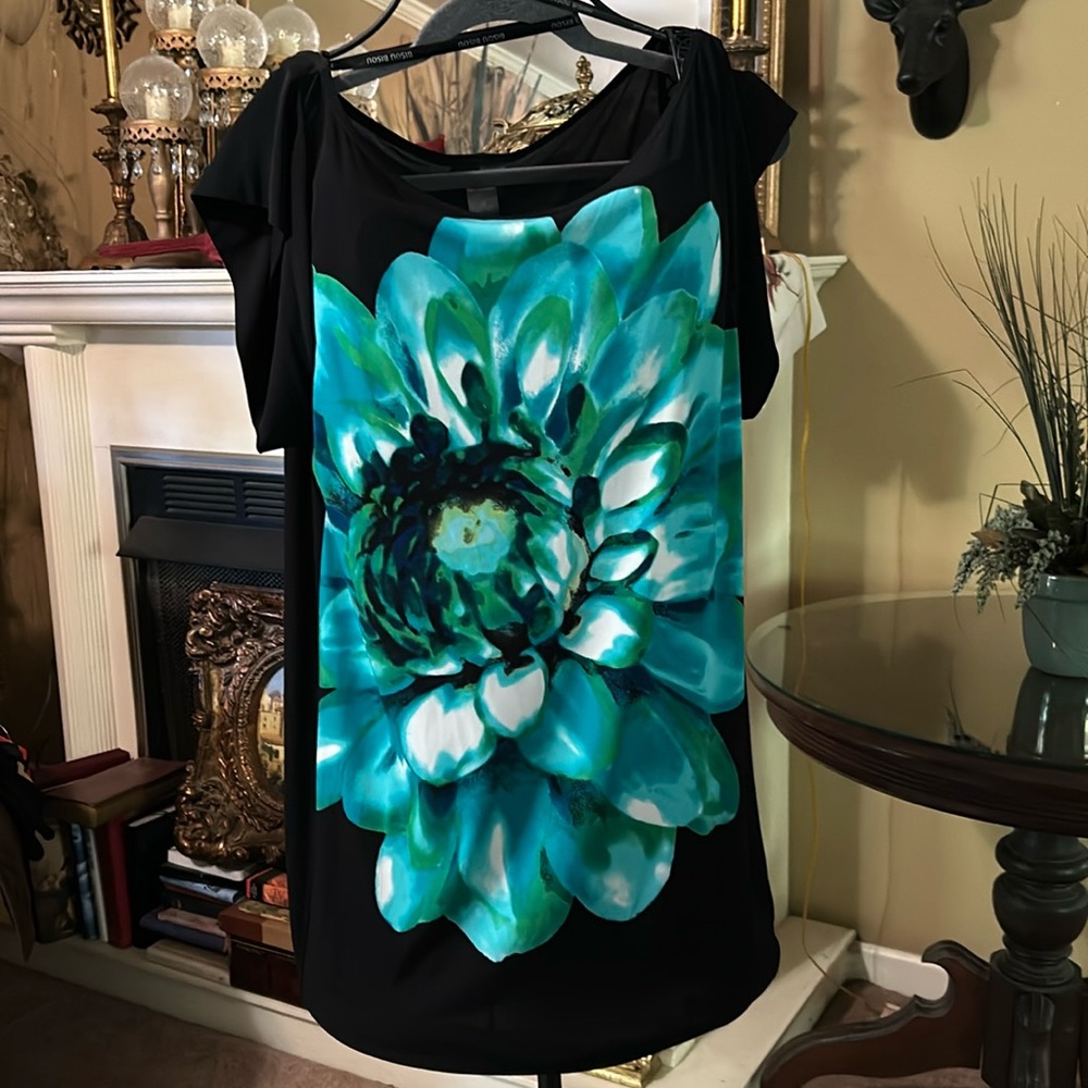 Black with blue flowers